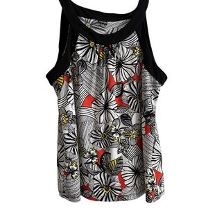 Rafaella petite medium Floral Women's Top - Black, orange, White